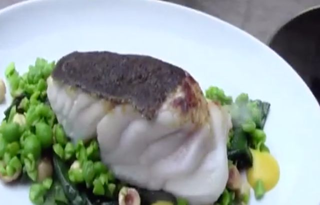 Cabillaud au sucre et au sel, épinards