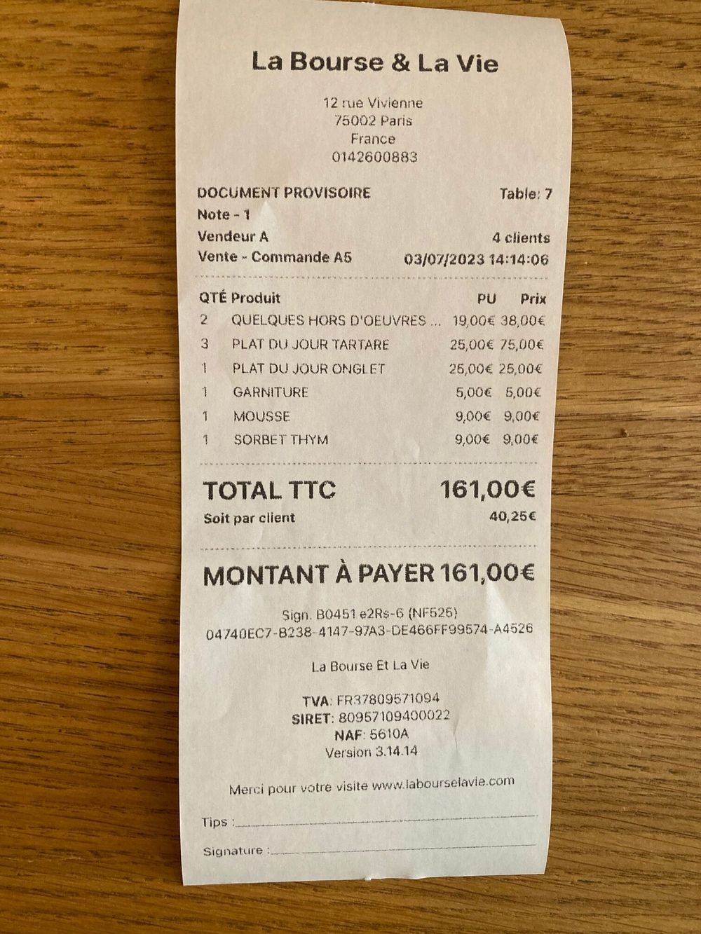 Addition La Bourse et la Vie