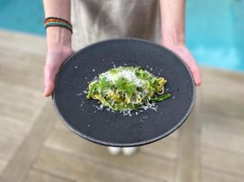 Fettuccine asperges, basilic et citron