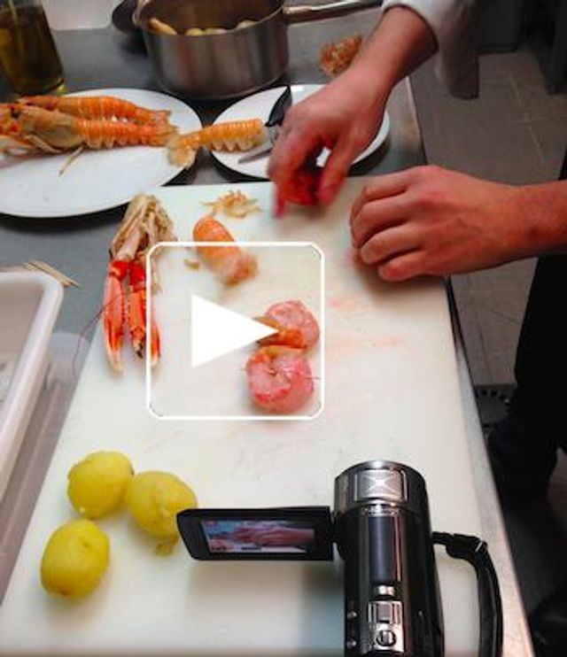 Langoustines et charlottes braisées