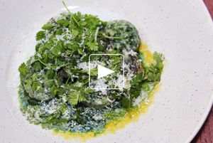 Gnudis épinard ricotta, coulis de cerfeuil