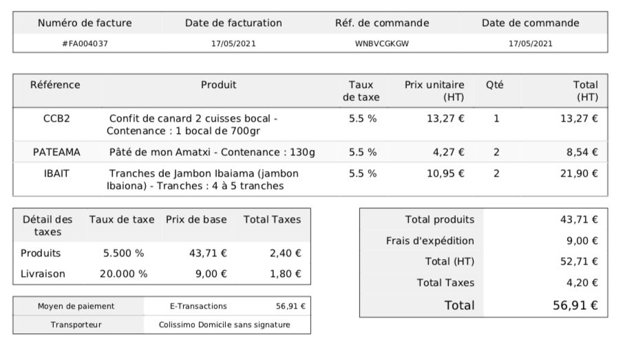 Facture Louis Ospital