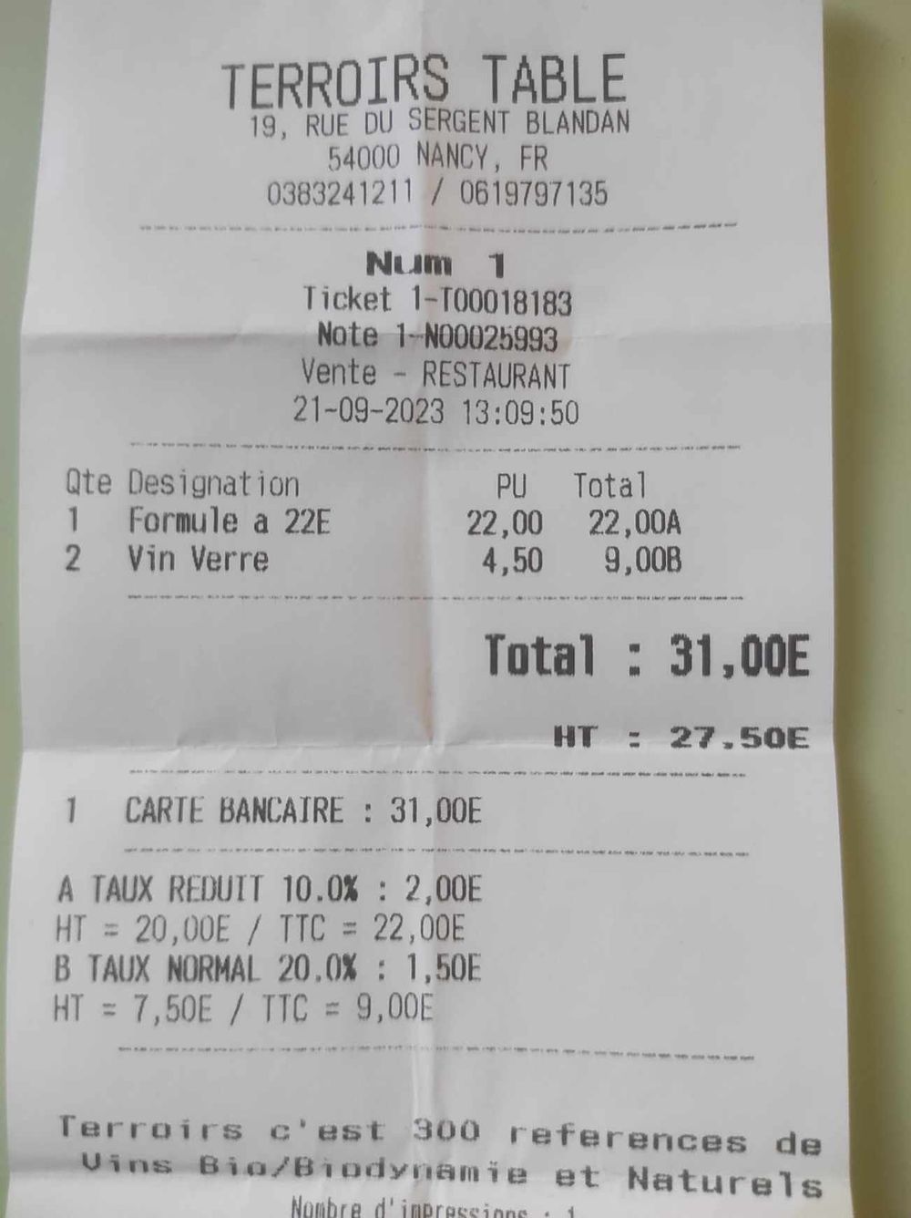 Addition Terroirs Table et Cave