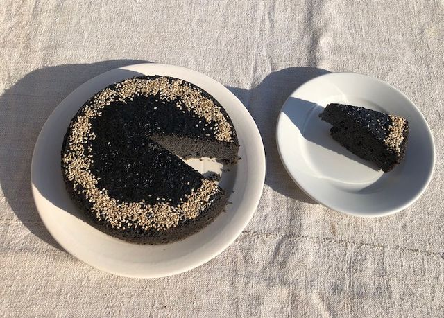 Gâteau sésame noir et farine de riz