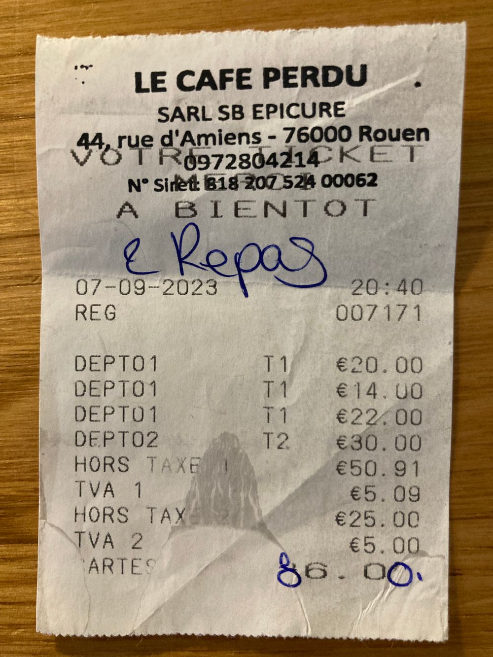 Addition Le Café Perdu