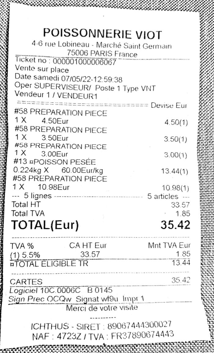 Poissonnerie Viot notes