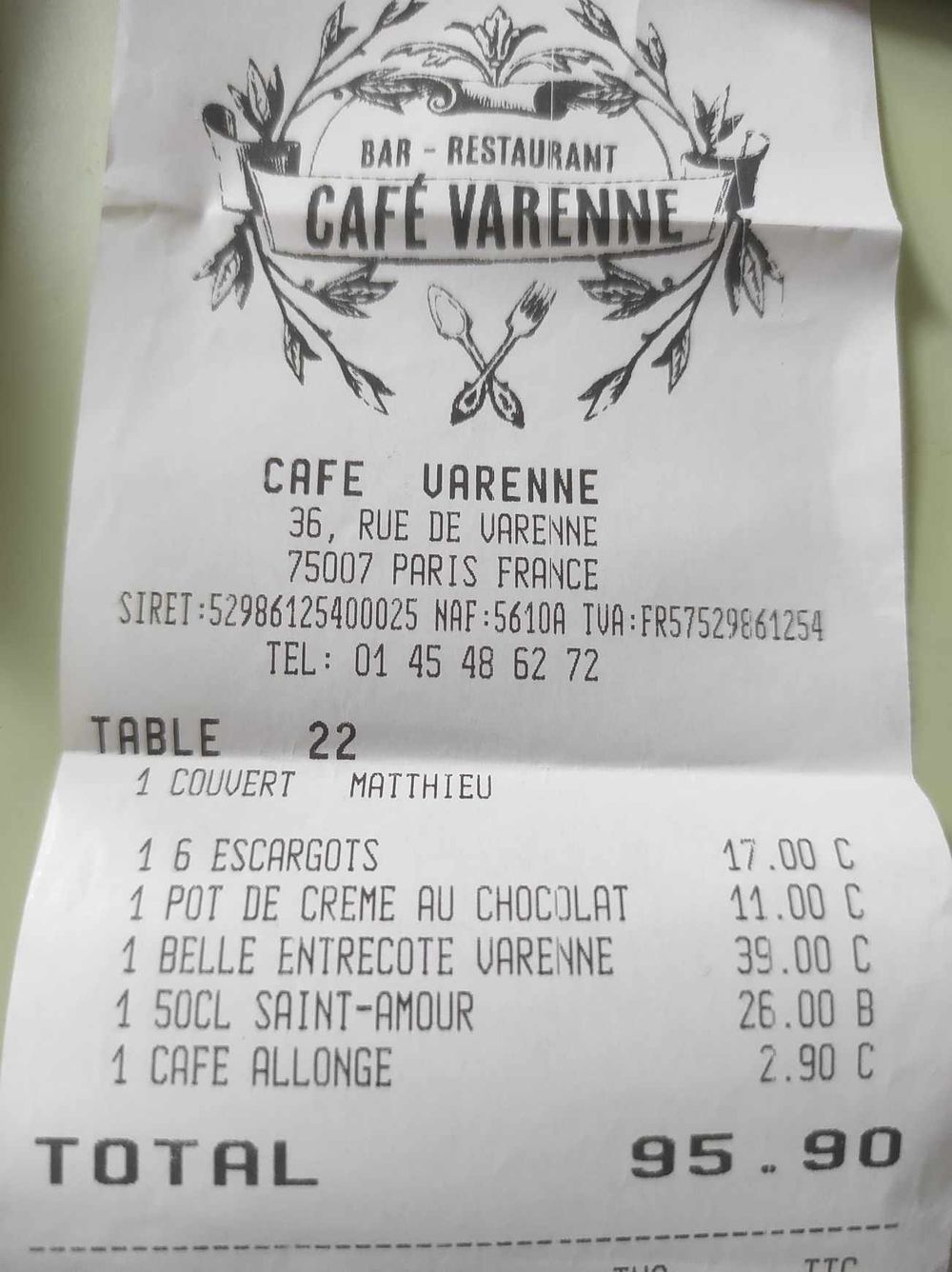 Addition Café Varenne