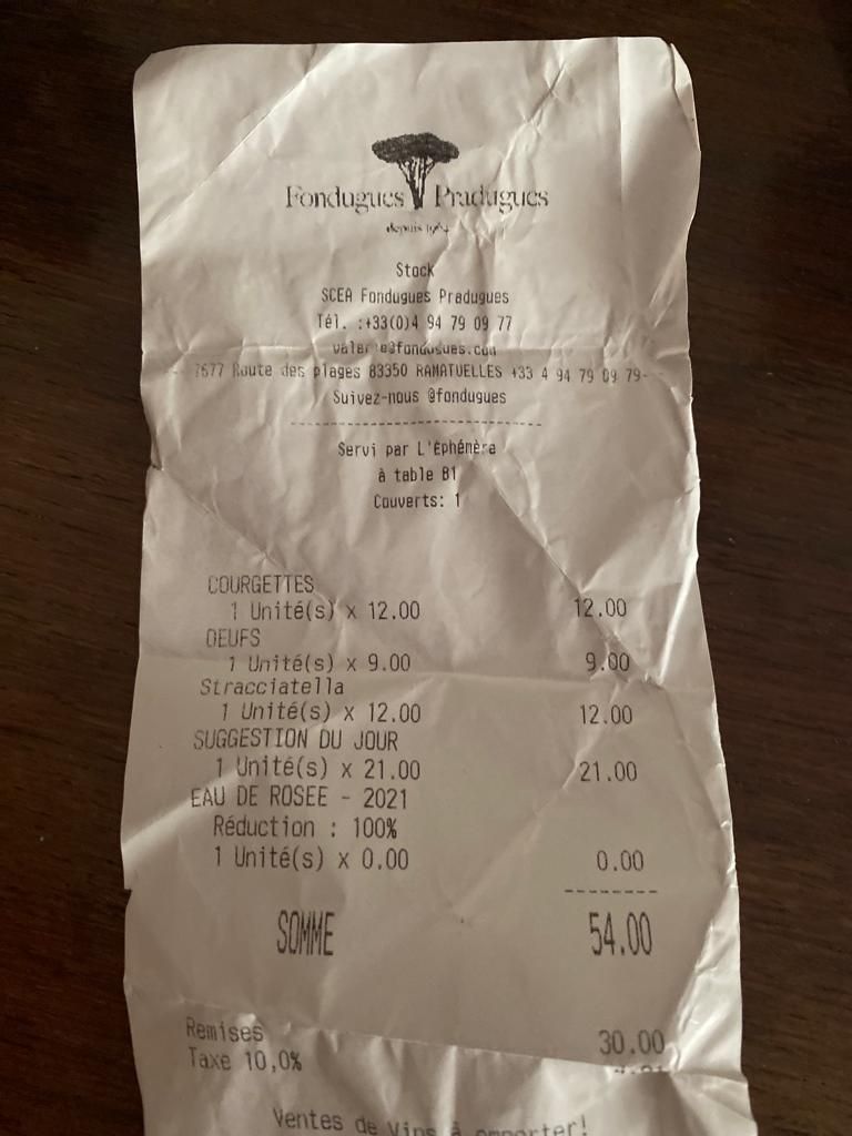 Facture L'Ephémère