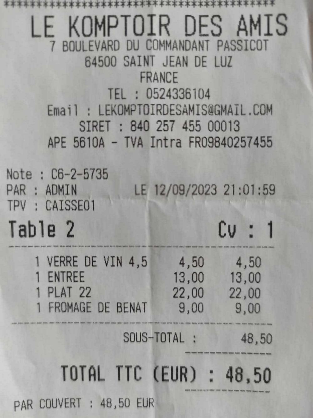 Addition Le Komptoir des Amis