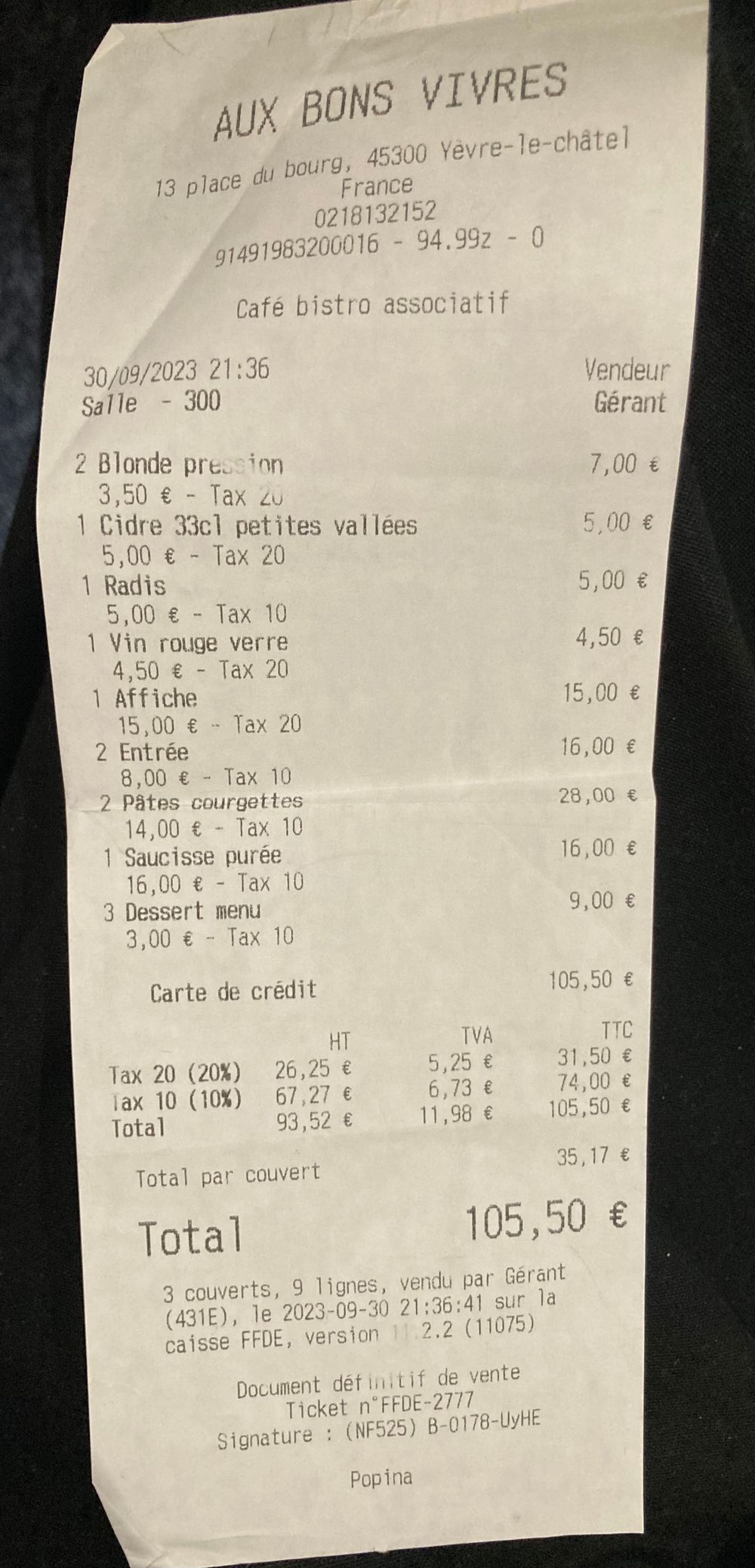 Addition Aux Bons Vivres