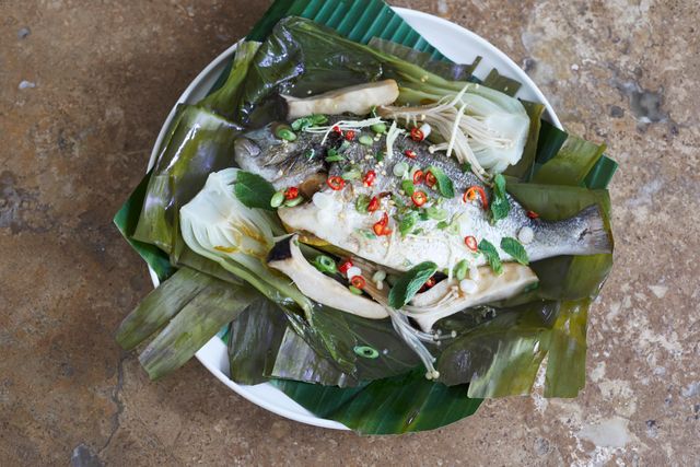 Papillote de dorade en feuille de bananier