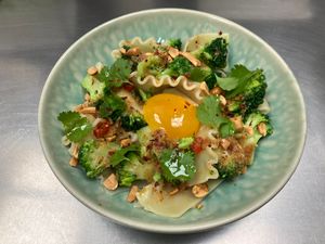 Sagnotte au piment et jaune d’œuf confit
