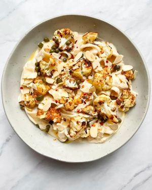 Pappardelle au chou-fleur et sauce aux haricots beurre
