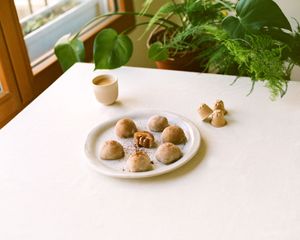 Mochis aux haricots blancs, café et praliné